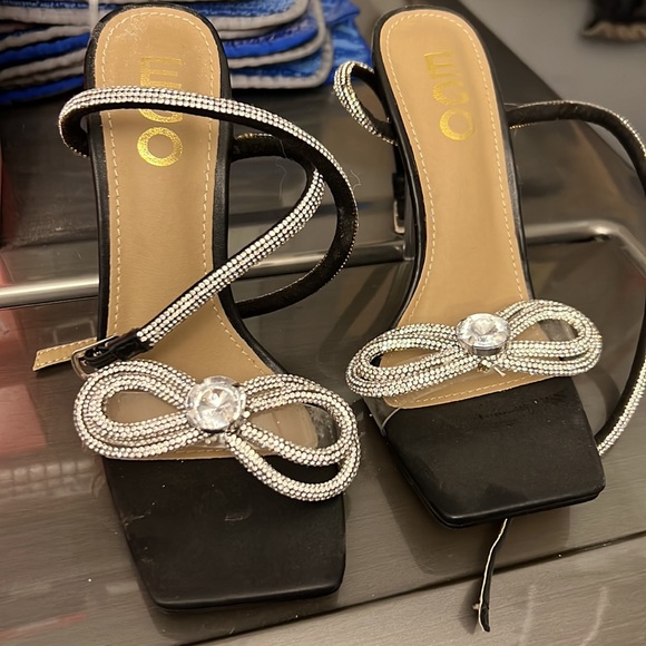 Ego Silver Bow Jeweled Heels - Picture 3 of 5